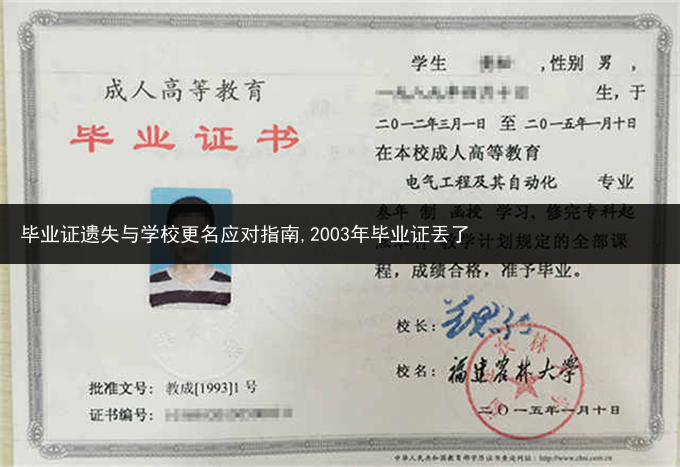 毕业证遗失与学校更名应对指南,2003年毕业证丟了