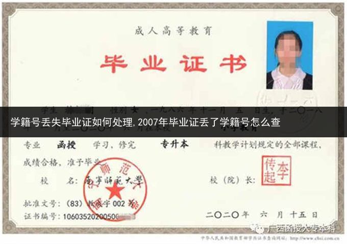 学籍号丢失毕业证如何处理,2007年毕业证丢了学籍号怎么查