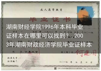 湖南财经学院1996年本科毕业证样本在哪里可以找到？,2003年湖南财政经济学院毕业证样本