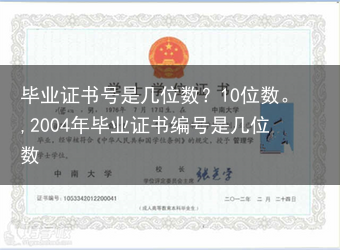 毕业证书号是几位数？10位数。,2004年毕业证书编号是几位数