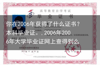 你在2006年获得了什么证书？本科毕业证。,2006年2006年大学毕业证网上查得到么